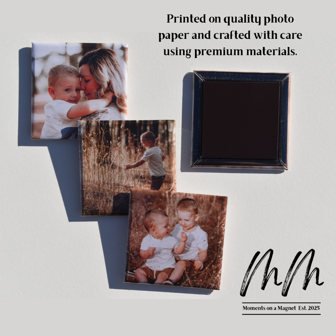 Custom 50x50mm photo magnet – Moments on a Magnet