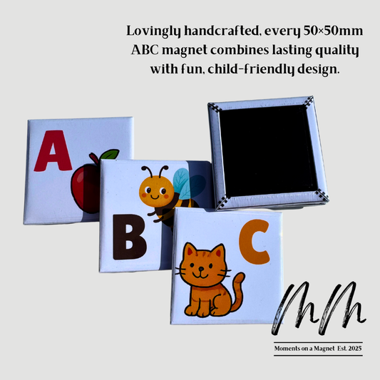 ABC Kids Magnet Set – 26 Pieces (50×50mm) | Moments on a Magnet
