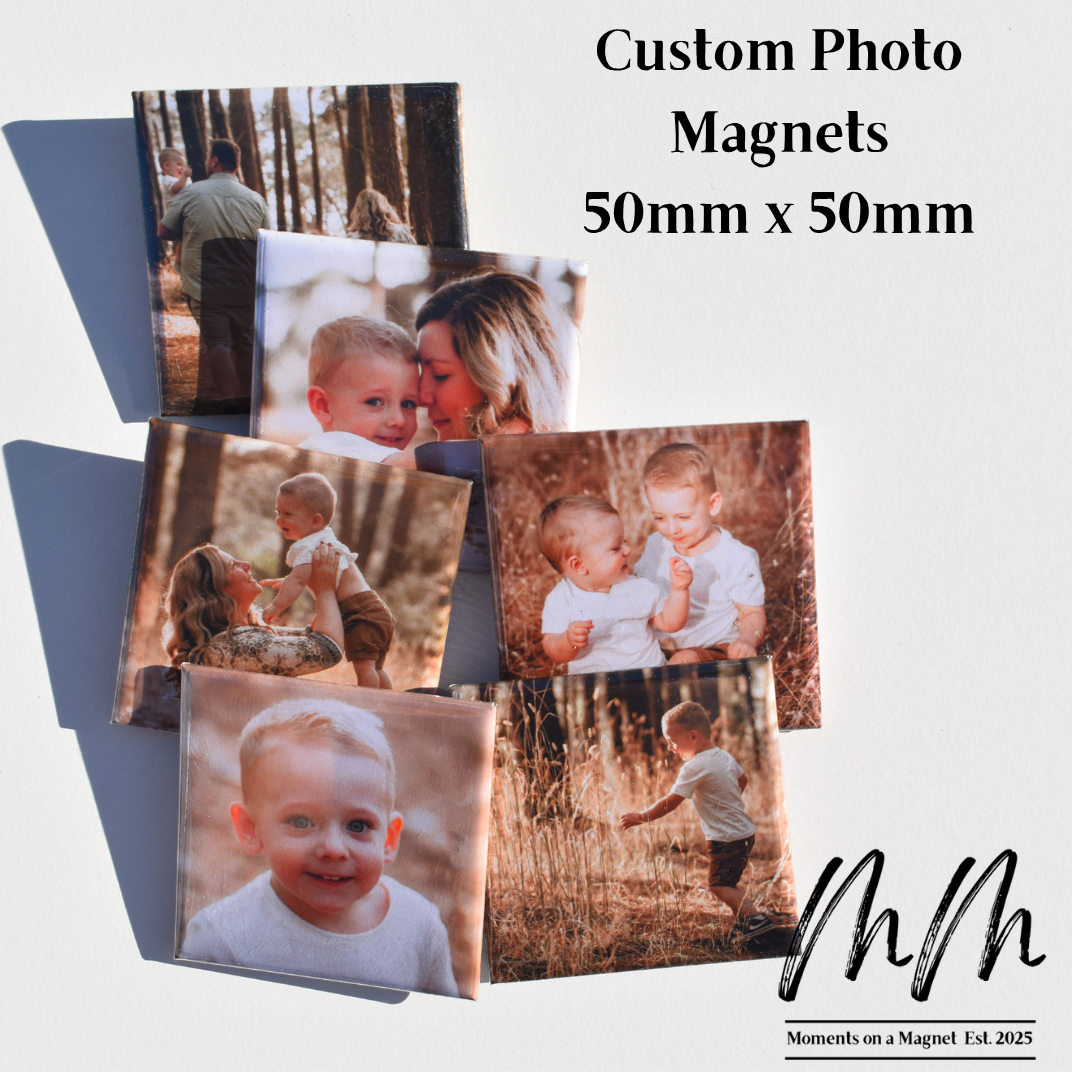 Custom 50x50mm photo magnet – Moments on a Magnet