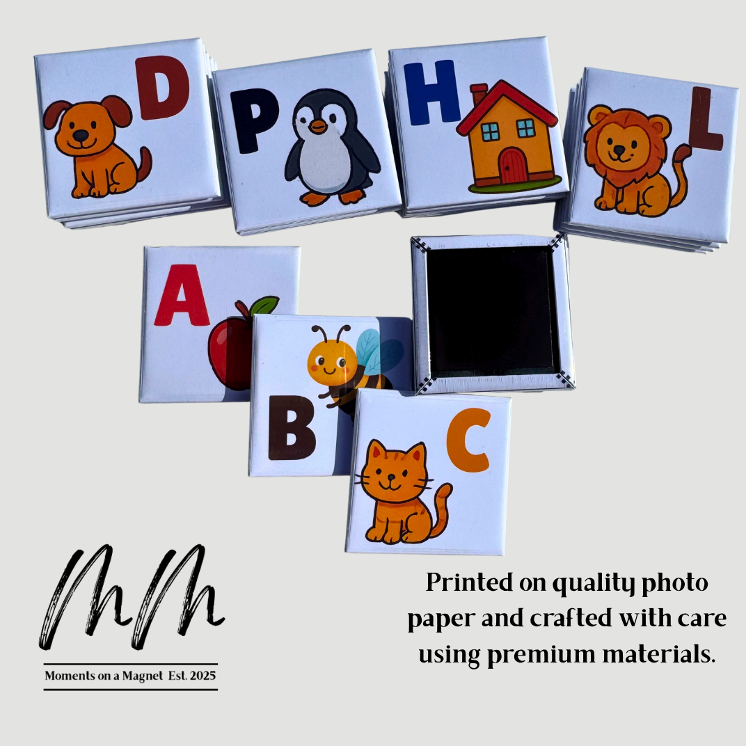 ABC Kids Magnet Set – 26 Pieces (50×50mm) | Moments on a Magnet