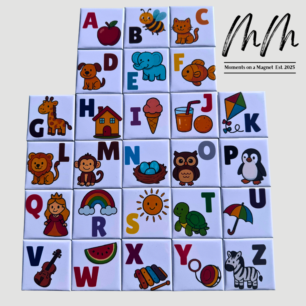 ABC Kids Magnet Set – 26 Pieces (50×50mm) | Moments on a Magnet