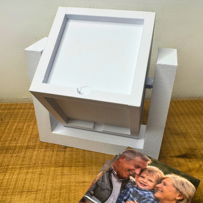 Photo magnet cube display gift idea with personalised photo magnets